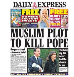 sensational headlines - Muslim plot to kill pope